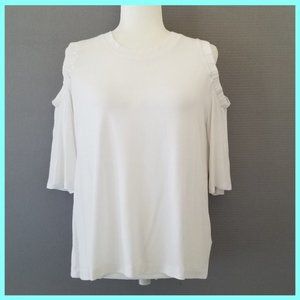 David Lerner Cold Shoulder White Top Sz L